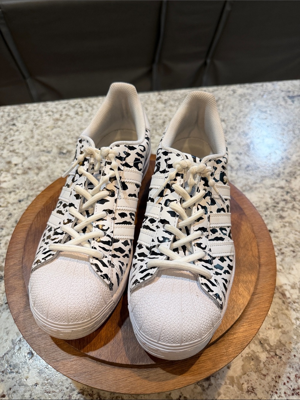 adidas superstar White Sneakers with Black Leopard Print